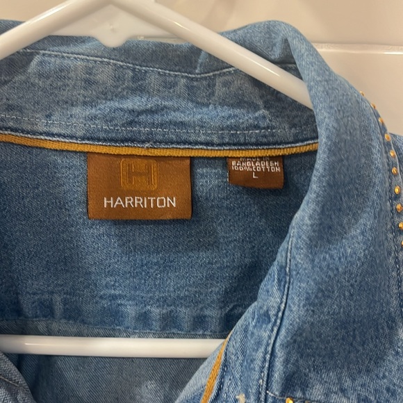 Cowboy Cote Jean Shirt embellished with Western Boots & Hat Women’s L - Picture 5 of 7